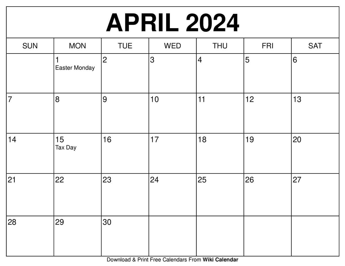 Printable April 2024 Calendar Templates With Holidays | Calendar 2024