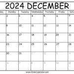 Printable December 2024 Calendar | December 2024 Desk Calendar Printable