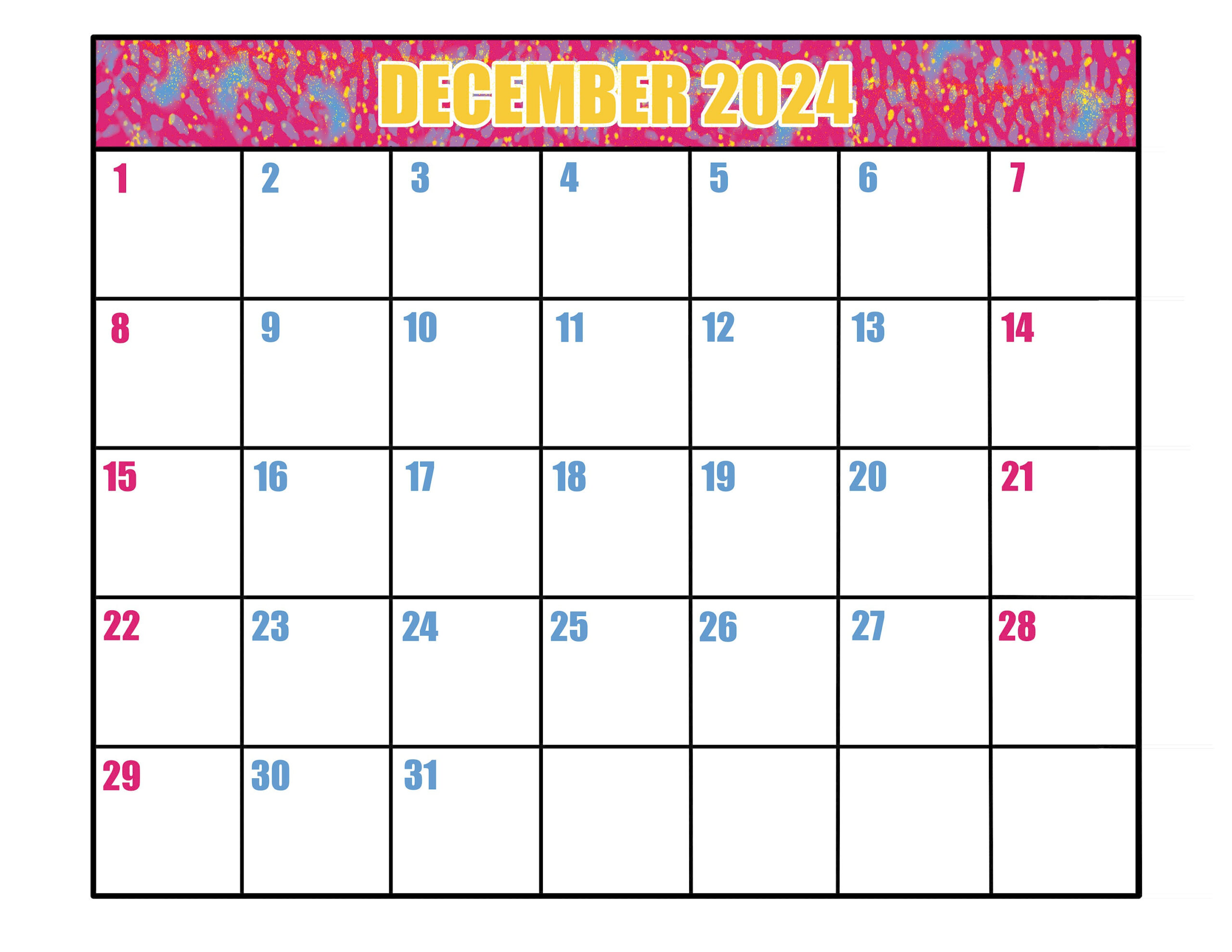 Printable December 2024 Calendar - Etsy Uk | December 2024 Calendar Printable Waterproof