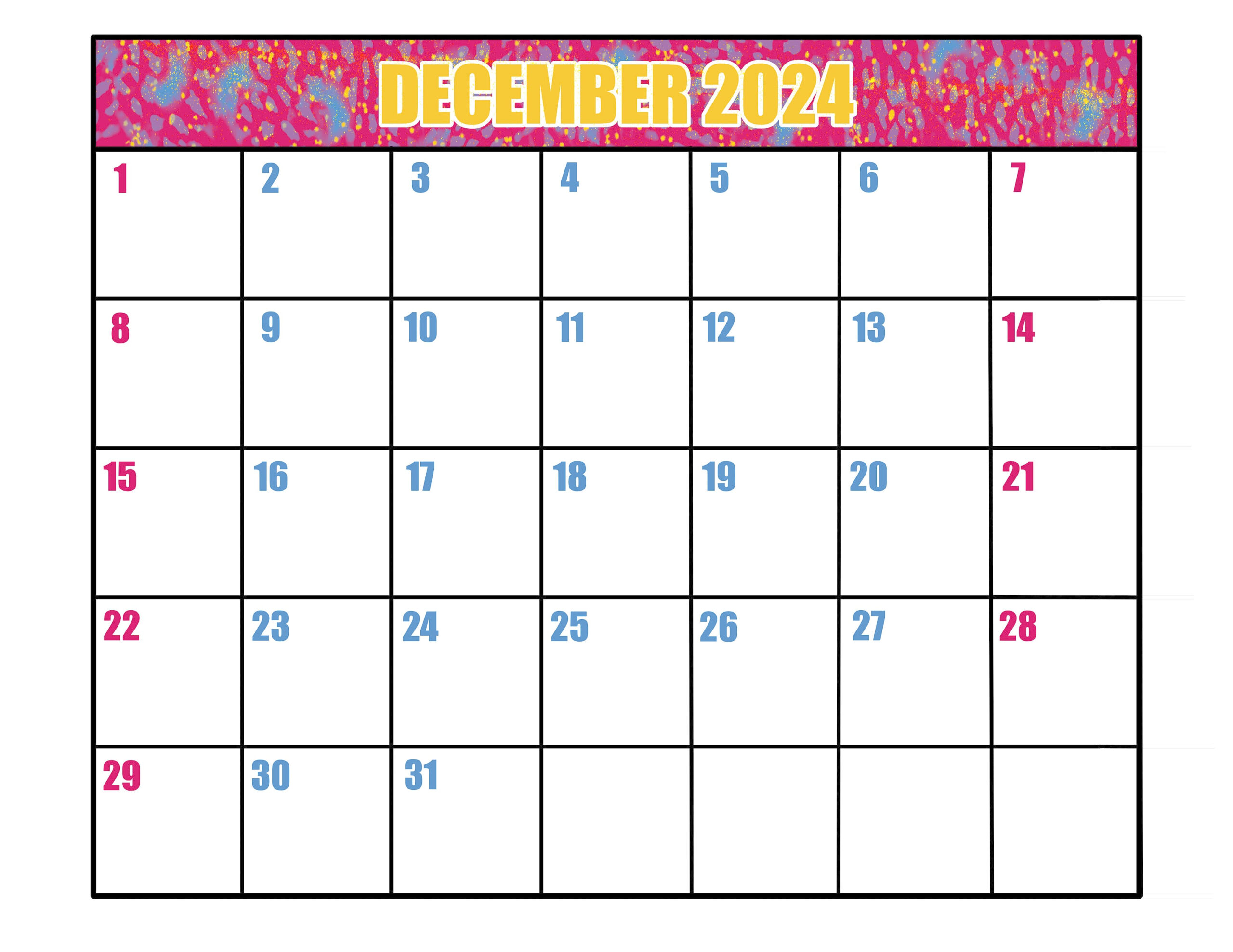 Printable December 2024 Calendar - Etsy Uk | December 2024 Printable Calendar Waterproof