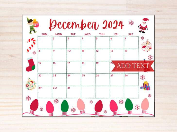 Christmas Calendar December 2024 Printable | Calendar 2024