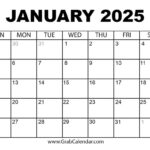 Printable January 2025 Calendar |  Calendar 2024