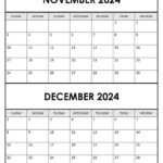 Printable November December 2024 Calendars | Calendarkart |  Calendar 2024