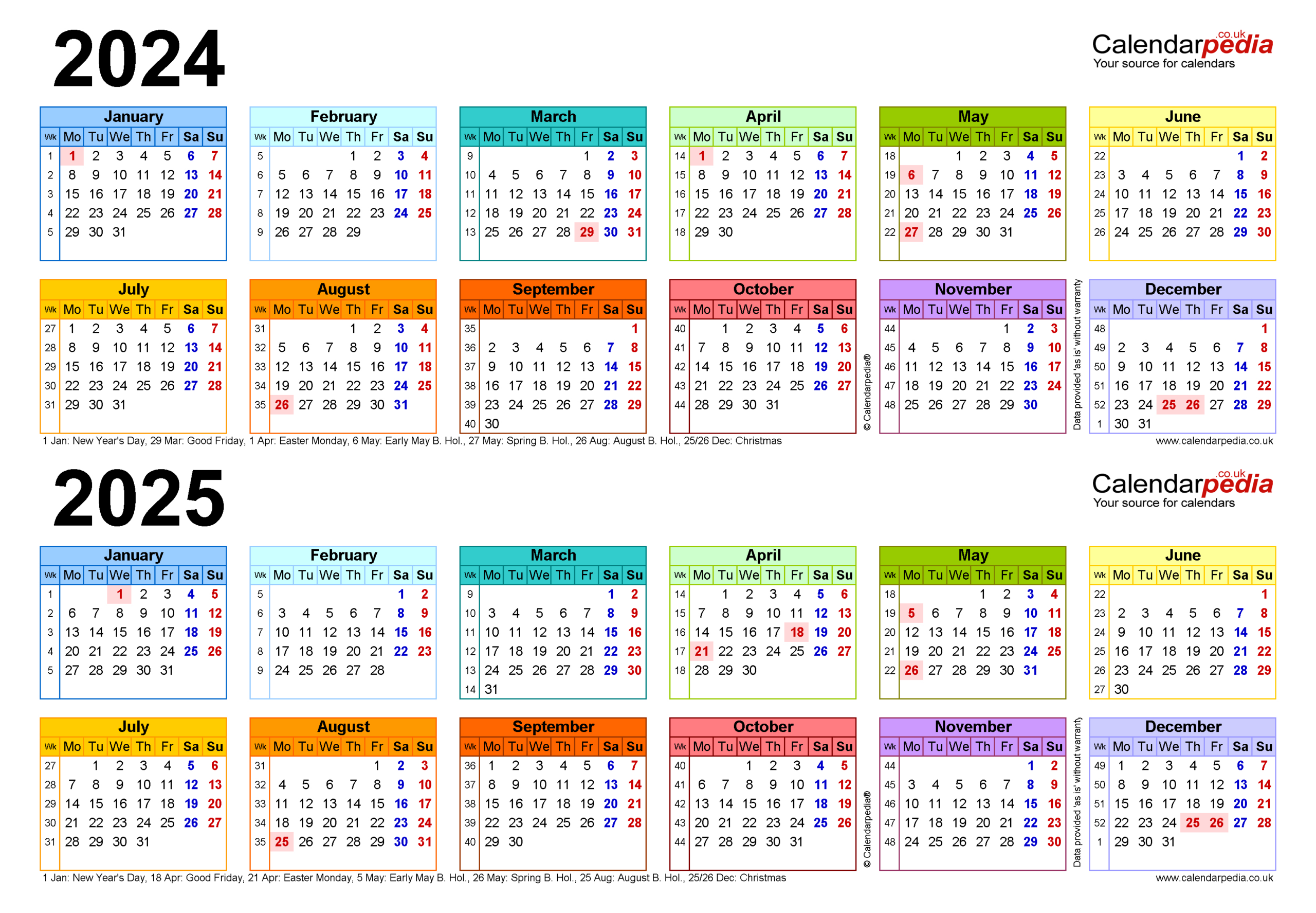 Two Year Calendars For 2024 And 2025 (Uk) For Pdf | December 2024 January 2025 Calendar Printable UK