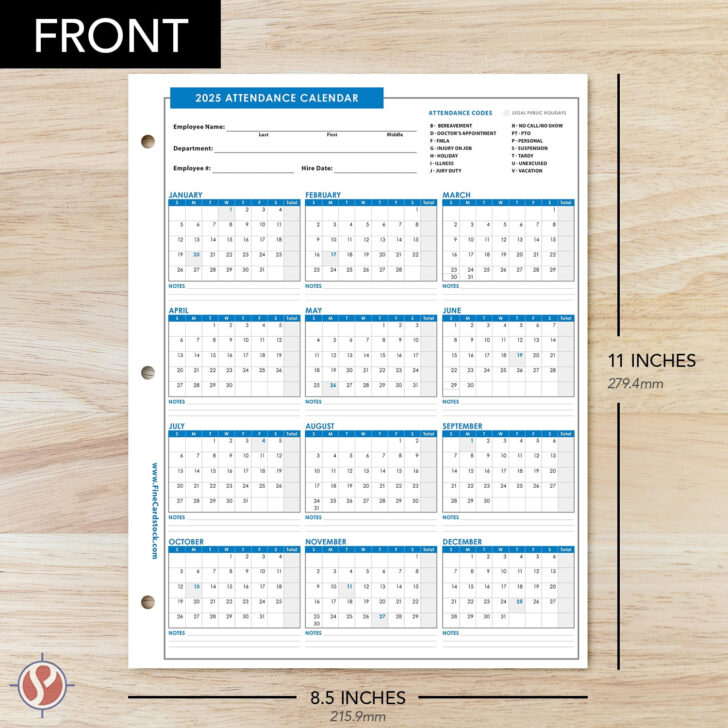 Printable Attendance Calendar 2025 | Calendar 2025