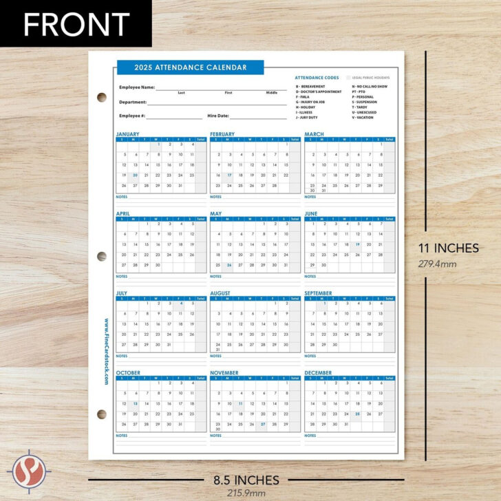 Printable Employee Attendance Calendar 2025 | Calendar 2025