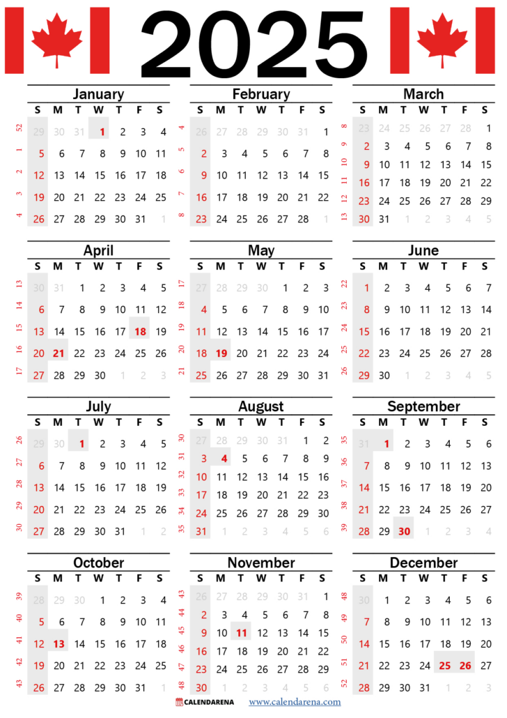 2025 Calendar Canada Printable Free | Calendar 2025