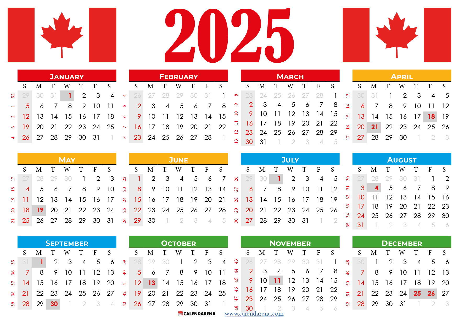 2025 Calendar Canada Printable Free | 2025 Calendar Canada Printable Free