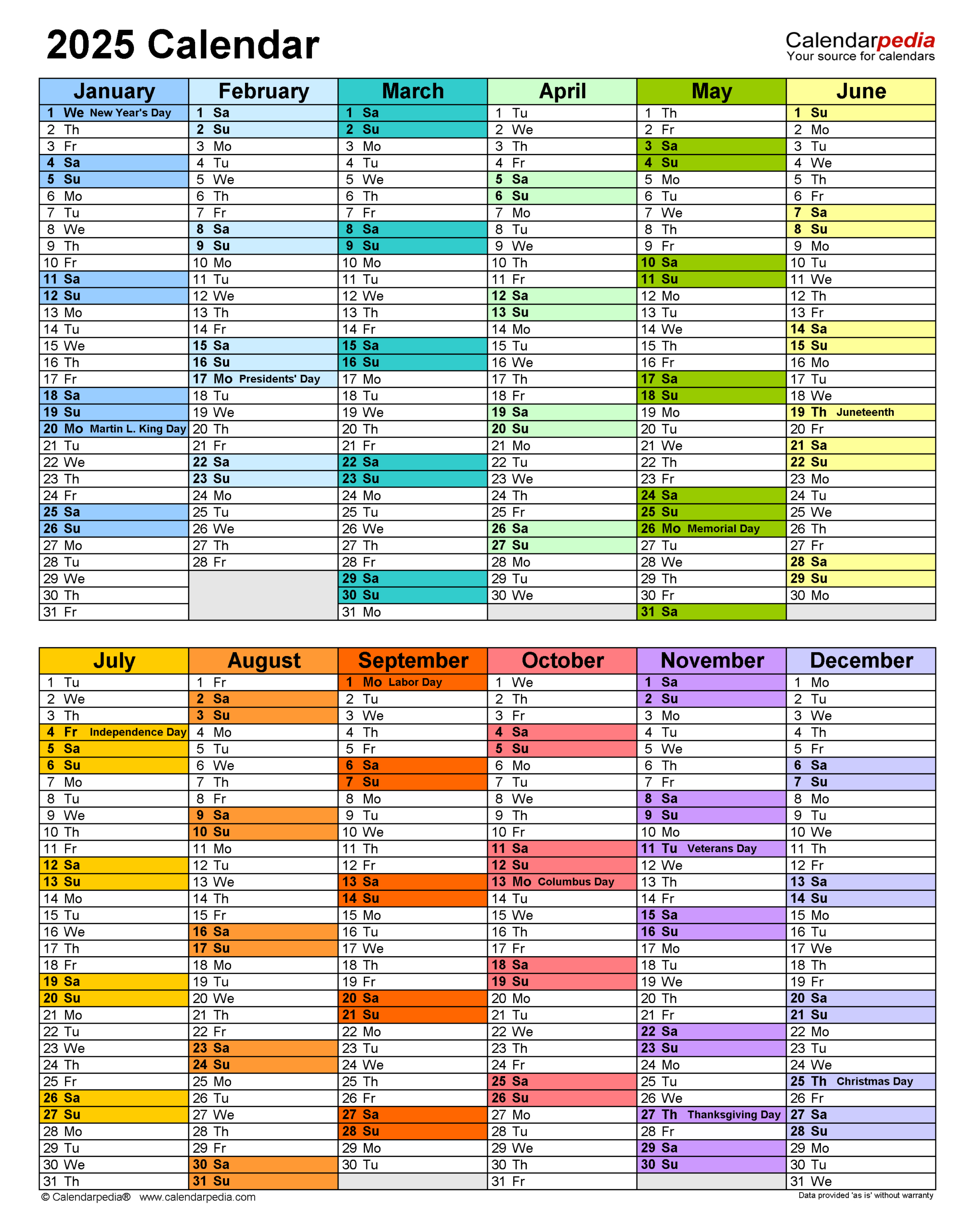 2025 Calendar - Free Printable Excel Templates - Calendarpedia | Attendance Calendar 2025 Printable Free