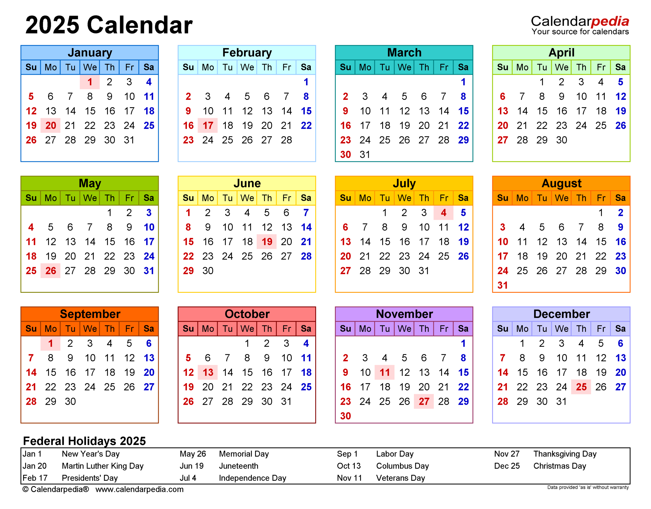 2025 Calendar - Free Printable Pdf Templates - Calendarpedia | 2025 Calendar Printable Calendarpedia