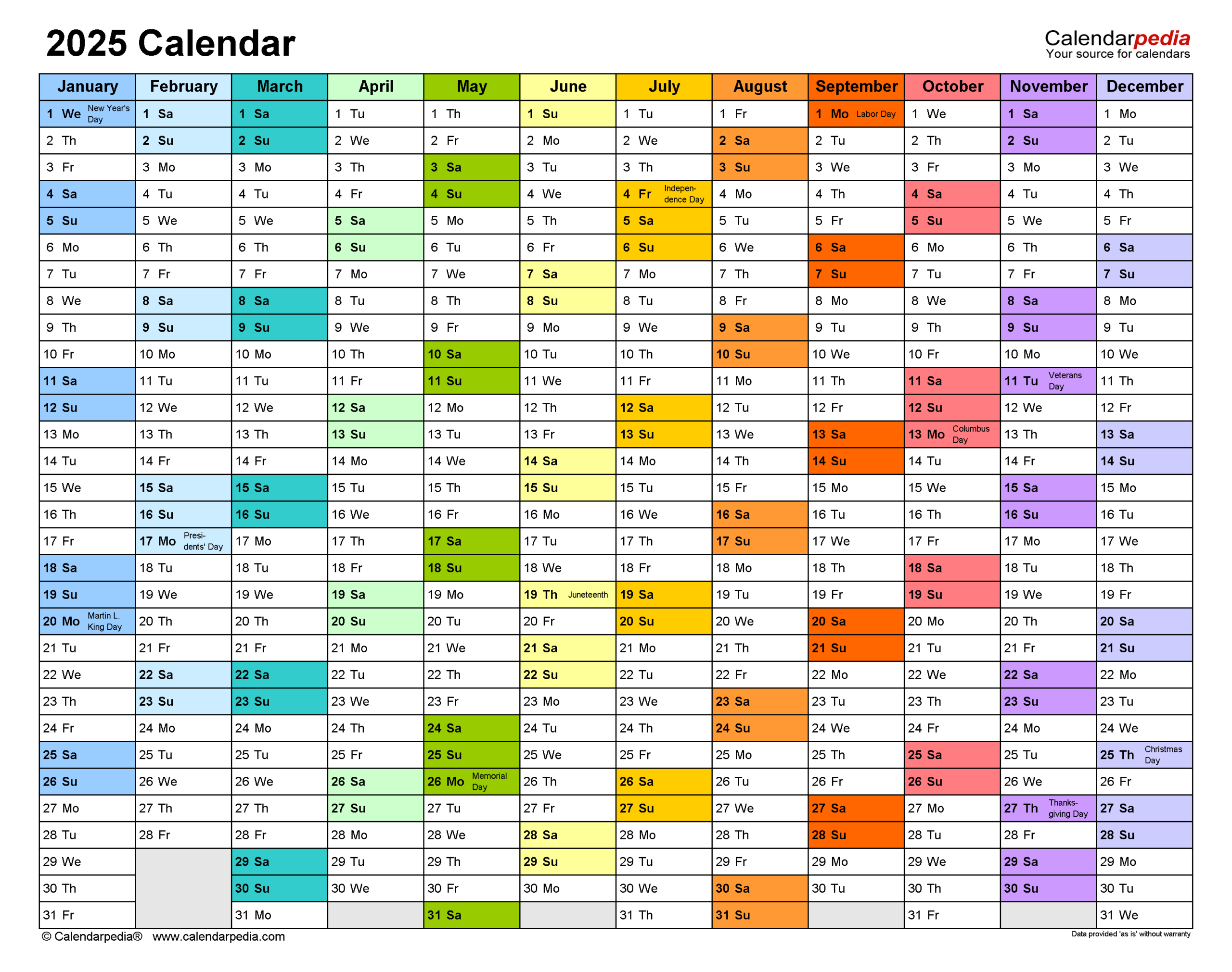 2025 Calendar - Free Printable Pdf Templates - Calendarpedia | Calendar 2025