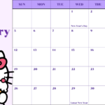 2025   Calendar   Hello Kitty   Template  Kjc.creativedesigns | Hello Kitty January 2025 Calendar Printable