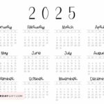 2025 Calendar Printable   18 Cute & Free 2025 Yearly Calendar | 2025 Horizontal Calendar Printable