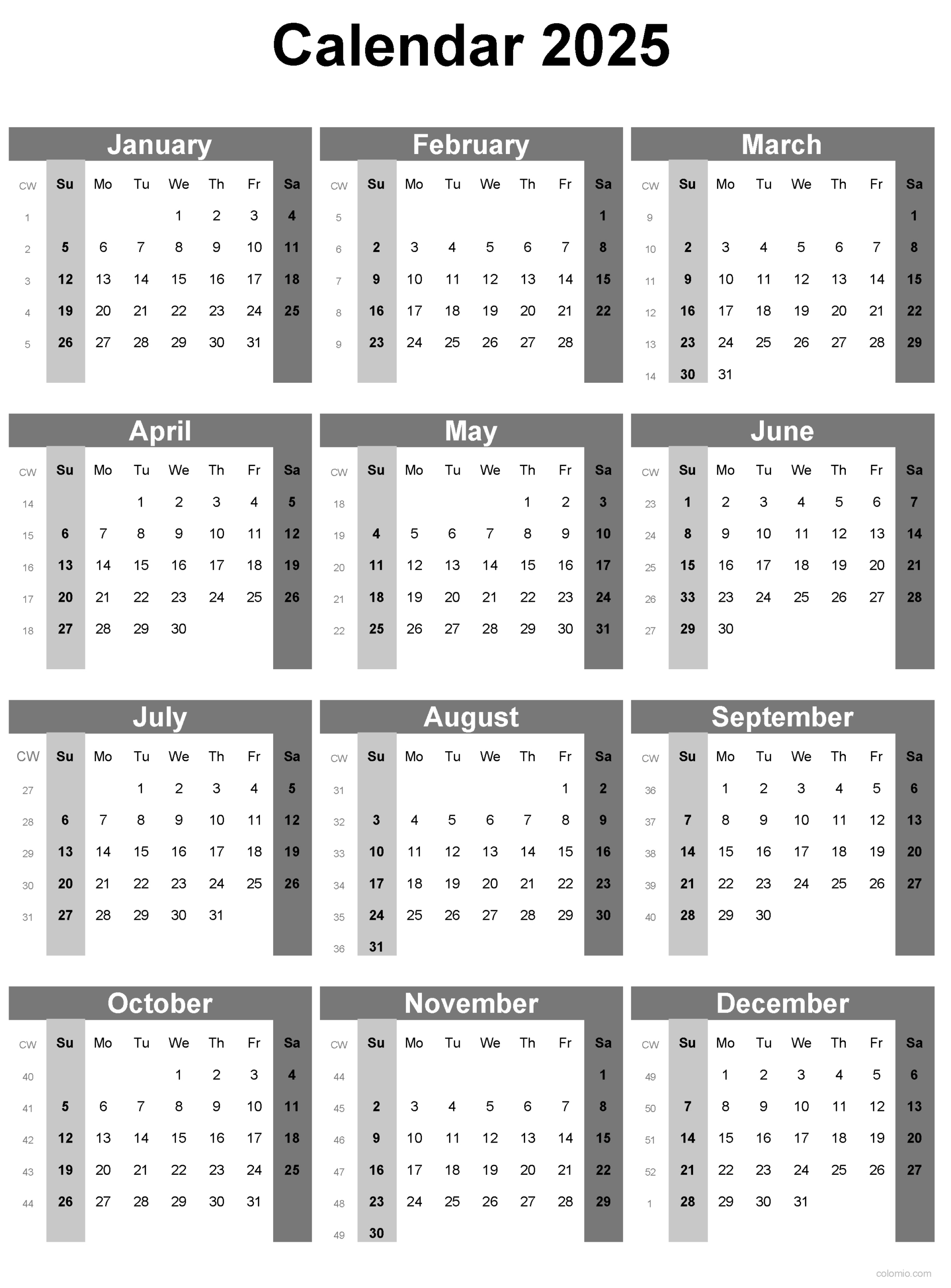 2025 Calendar Printable, ✓ Pdf, Excel And Image File - Free | Calendar 2025