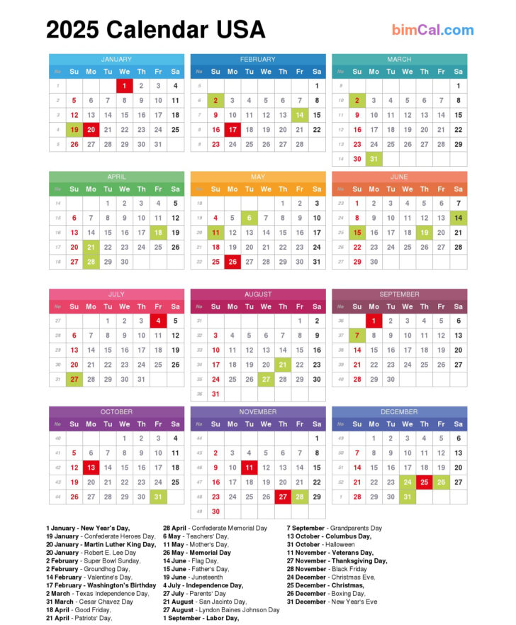 2025 Us Calendar with Holidays Printable | Calendar 2025