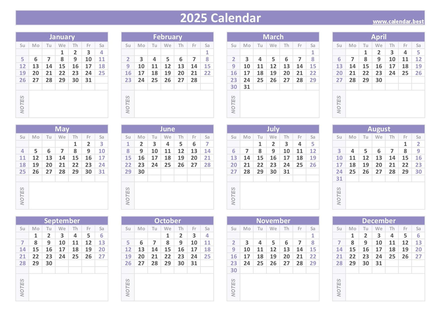 2025 Calendar With Week Numbers | 2025 Calendar Printable Landscape