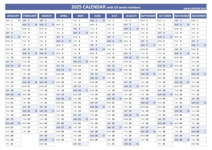 2025 Printable Calendar with Week Numbers | Calendar 2025