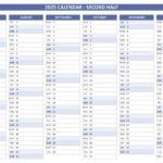 2025 Half Year Calendar To Print | 2025 6 Month Calendar Printable