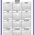 2025 Printable One Page Calendar & Kids Calendar Worksheets | 2025 One Page Printable Calendar