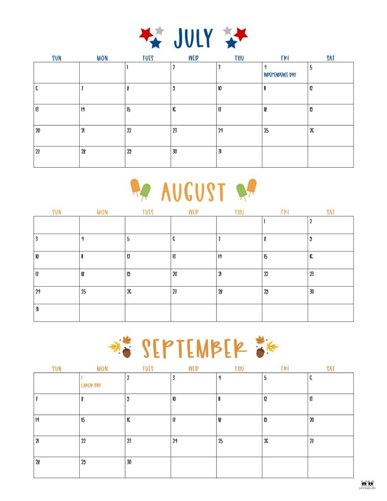 2025 Three Month/Quarterly Calendars - 36 Free Cals | Printabulls | 2025 3 Month Calendar Printable