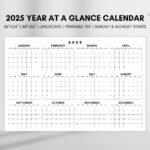 2025 Year At A Glance Calendar, Large Horizontal 2025 Calendar | 2025 Calendar At A Glance Printable