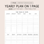 2025 Year At A Glance, Instant Download, Yearly Overview | 2025 Planner Calendar Printable