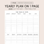 2025 Year At A Glance, Instant Download, Yearly Overview |  Calendar 2025