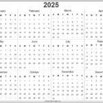 2025 Year Calendar | Yearly Printable |  Calendar 2025