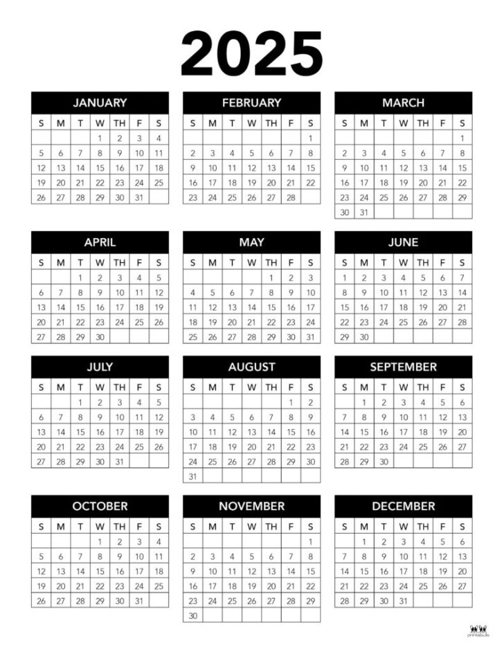 Printable 5 Year Calendar 2020 to 2025 | Calendar 2025