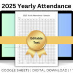 2025 Yearly Employee Attendance Tracker Spreadsheet Staff | Employee Attendance Calendar 2025 Printable