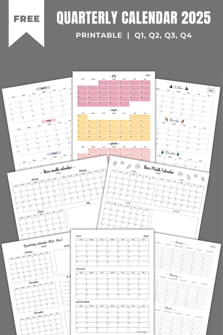 Free Printable Quarterly Calendar 2025 | Calendar 2025