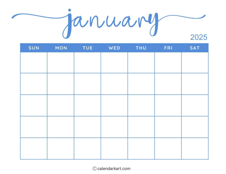 Blank Calendar January 2025 Free Printable | Calendar 2025