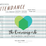 Attendance Sheet: 2024 2025 Attendance Calendar For Homeschool | 2025 Printable Attendance Calendar