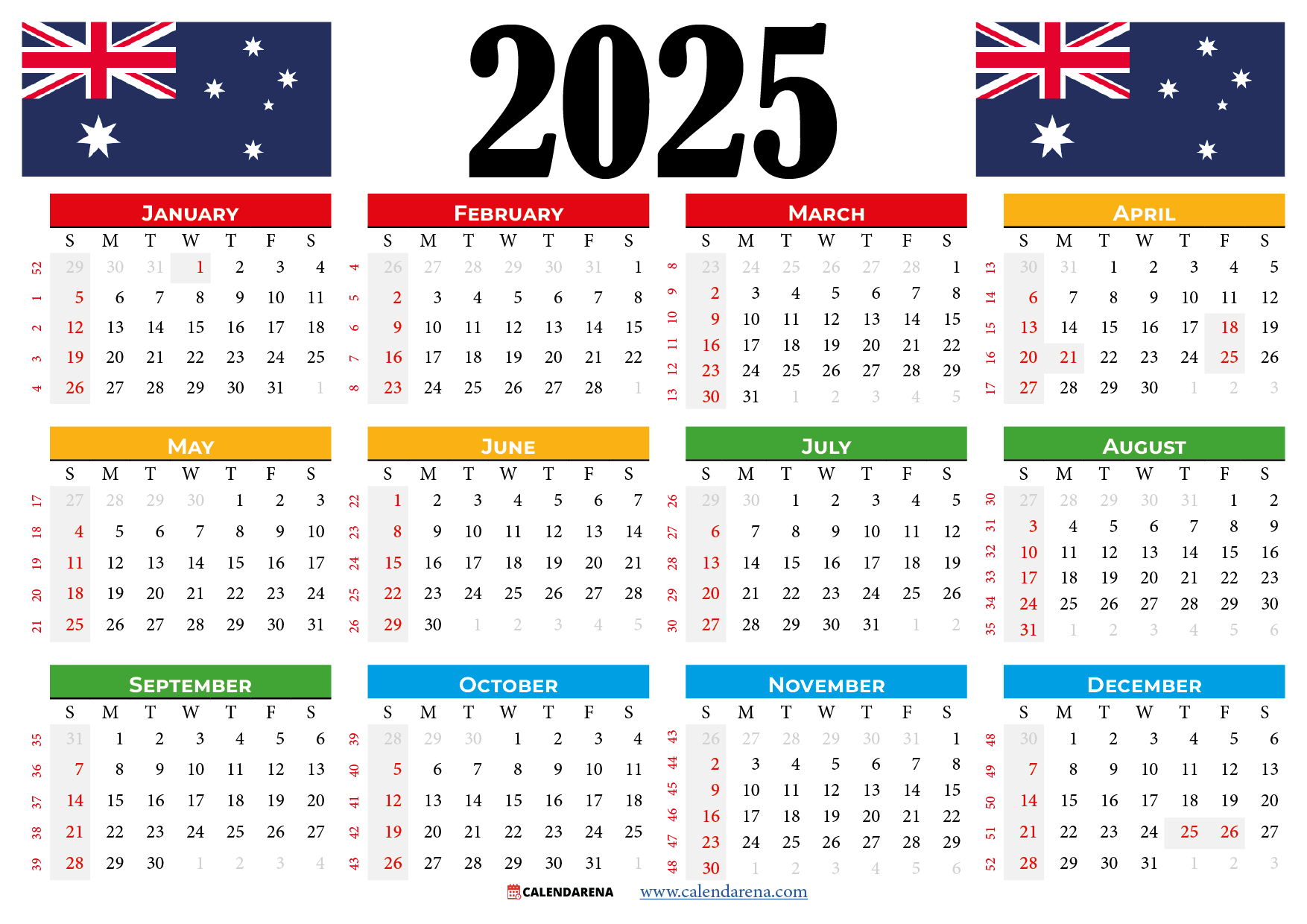 Calendar 2025 Australia With Holidays And Festivals | Calendar 2025 Australia Printable