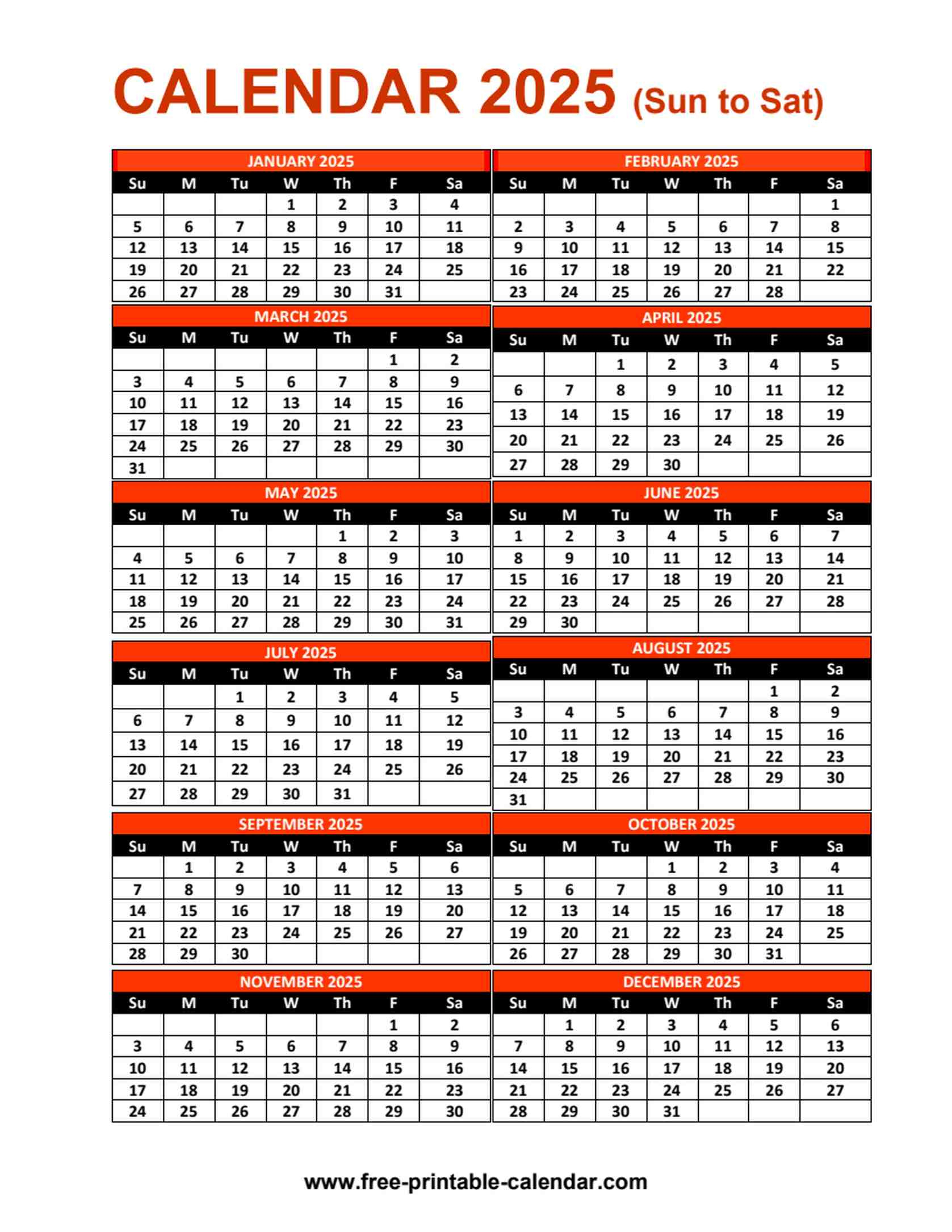 Calendar 2025 - Free Printable Calendar | Calendar 2025