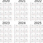 Calendar For Six Years   2020, 2021, 2022, 2023, 2024 And 2025 |  Calendar 2025