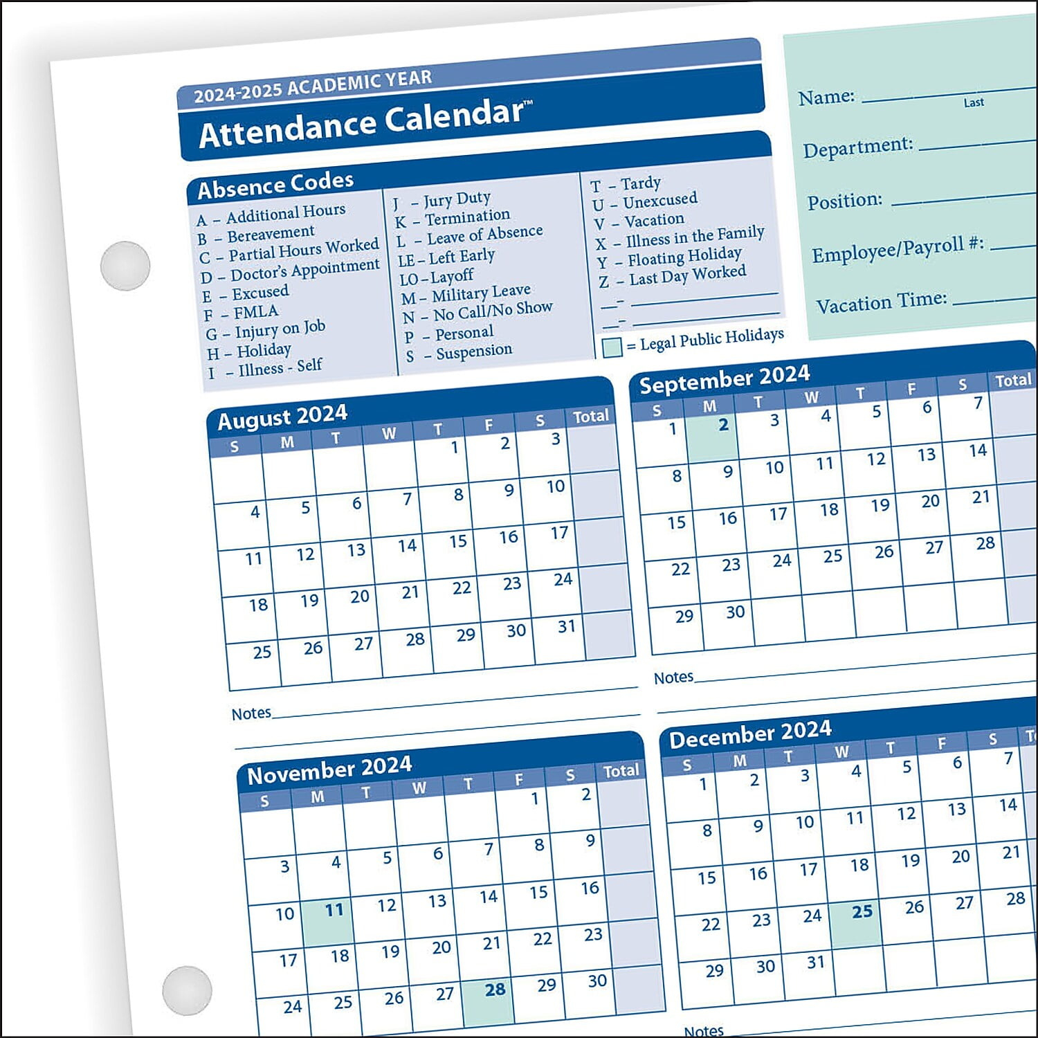 2025 Attendance Calendar Printable Calendar 2025 Printable Calendar