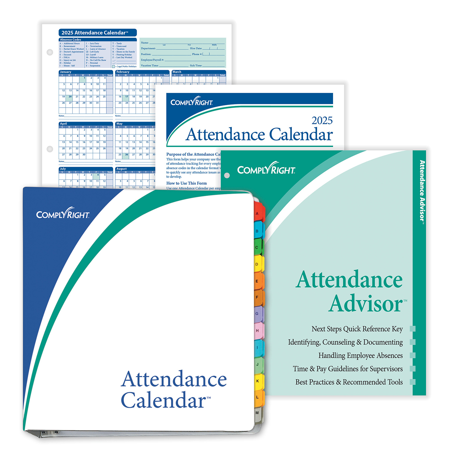 Complyrightdealer | 2025 Attendance Calendar Kit, Pack Of 25 | Attendance Calendar 2025