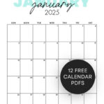 Cute 2025 Monthly Calendar Free Printable | 2025 Free Printable Monthly Calendar