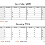 December 2025 And January 2026 Calendar | Wikidates |  Calendar 2025