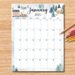 Editable January 2025 Calendar Vertical / Portrait, Beautiful | Vertical January 2025 Calendar Printable