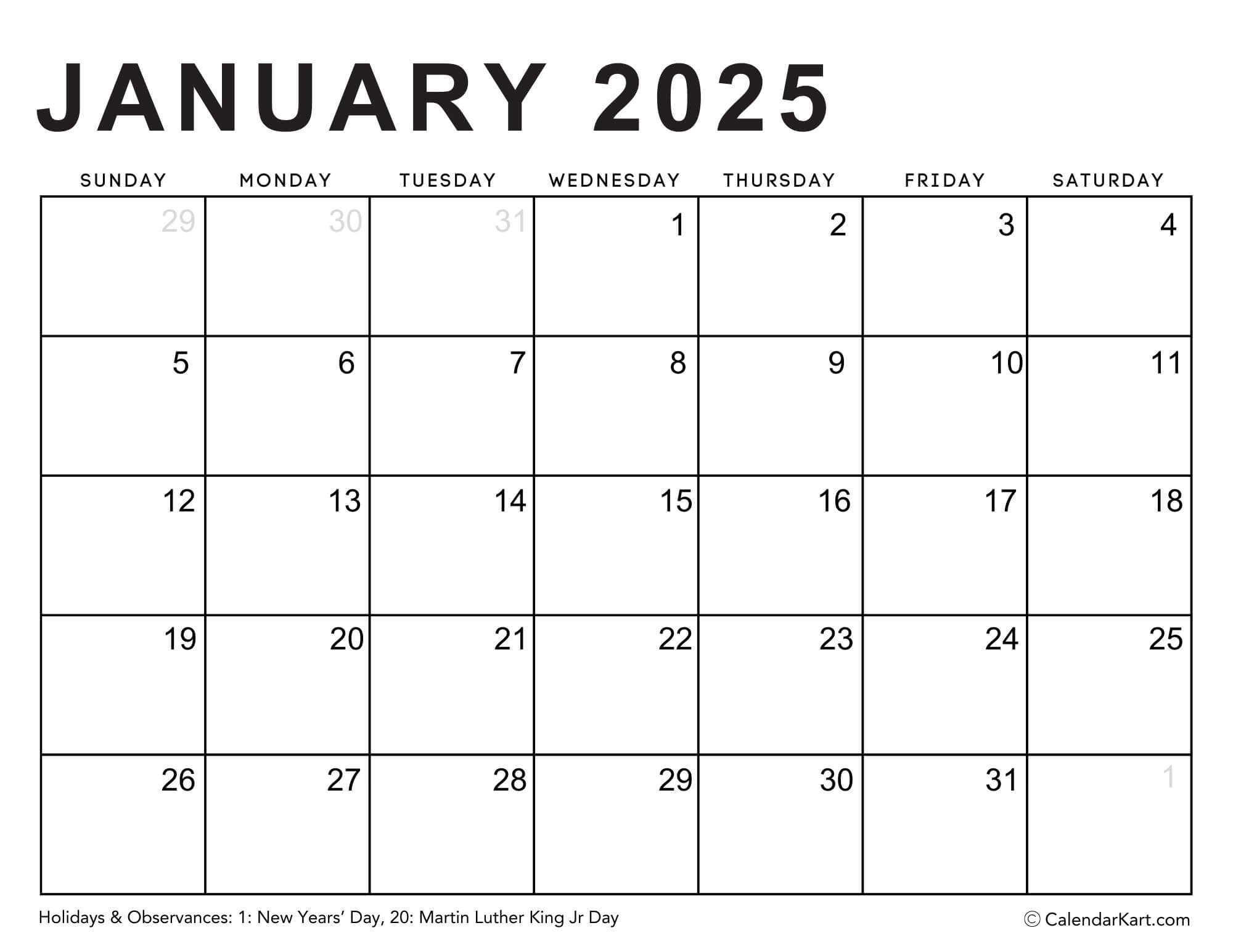 Editable Printable Calendars 2025 - Typeable Pdf - Calendarkart | Calendar 2025