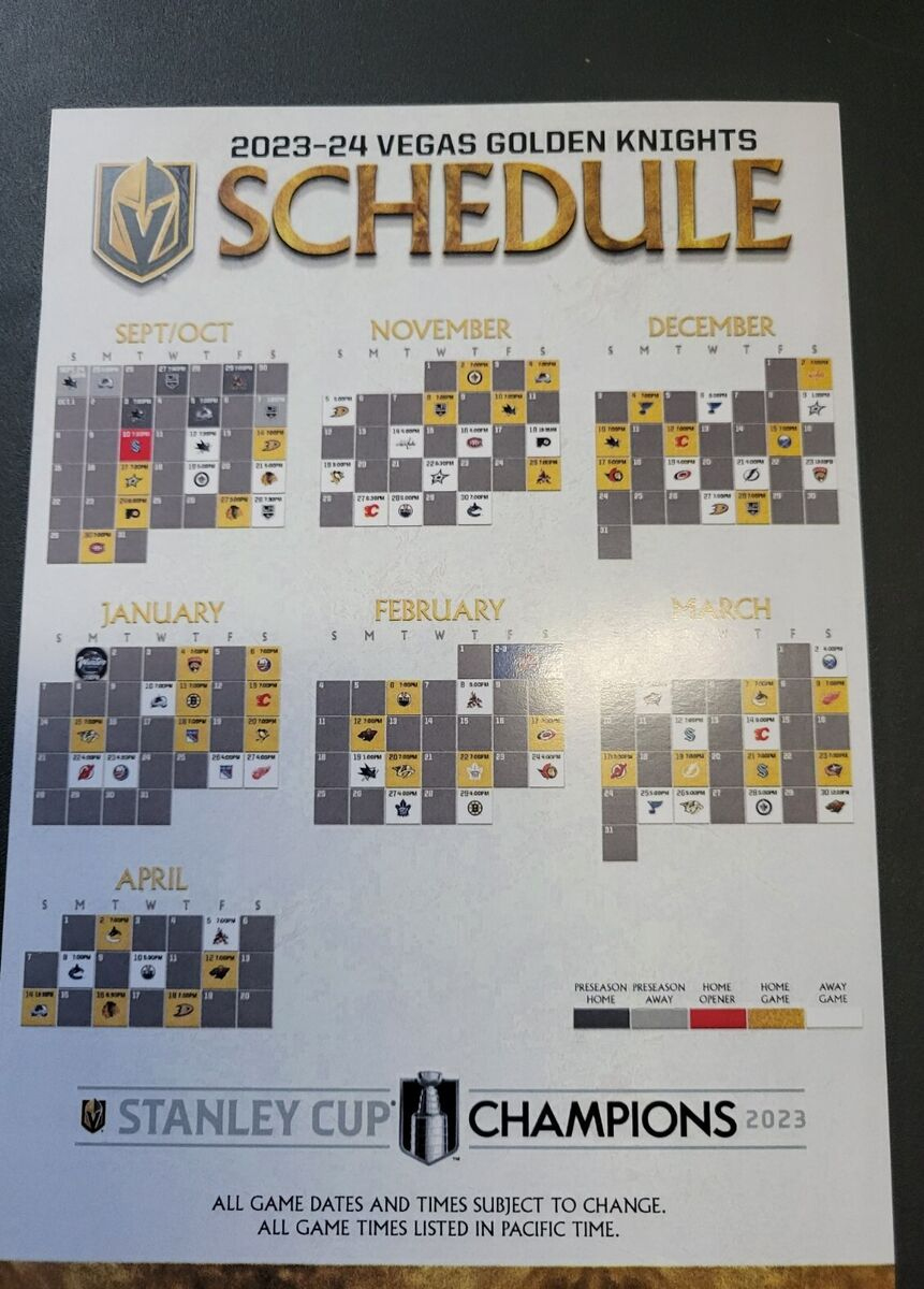 🏒2023-2024 Las Vegas Golden Knights Schedule Card New🏒‼️Stanley | Vegas Golden Knights Printable Schedule Calendar 2025