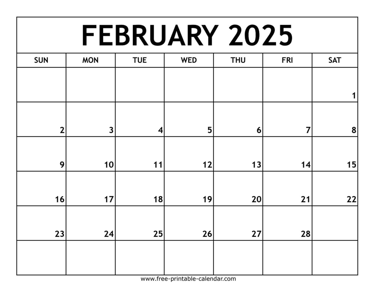 February 2025 Printable Calendar | Free-Printable-Calendar.Com 2025