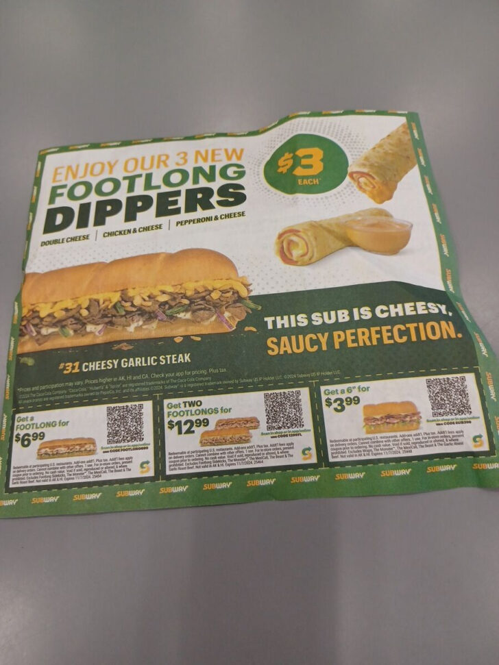 Subway Coupons January 2025 Printable | Calendar 2025