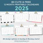 Free 2025 Calendars — 80 Beautiful & Printable Options For You! |  Calendar 2025