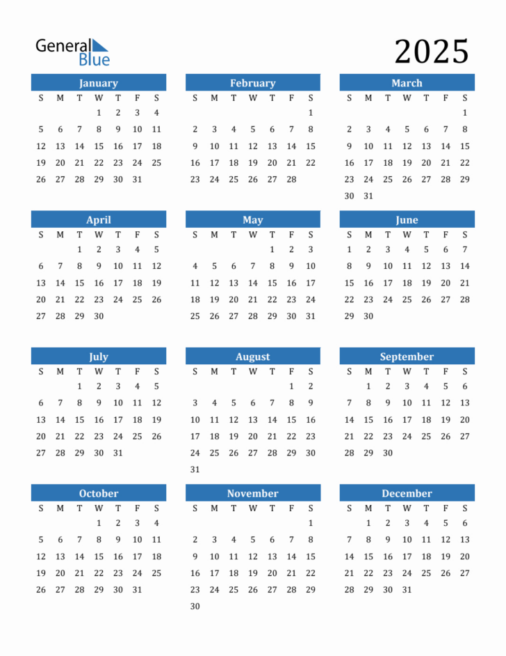 2025 at A Glance Calendar Printable | Calendar 2025