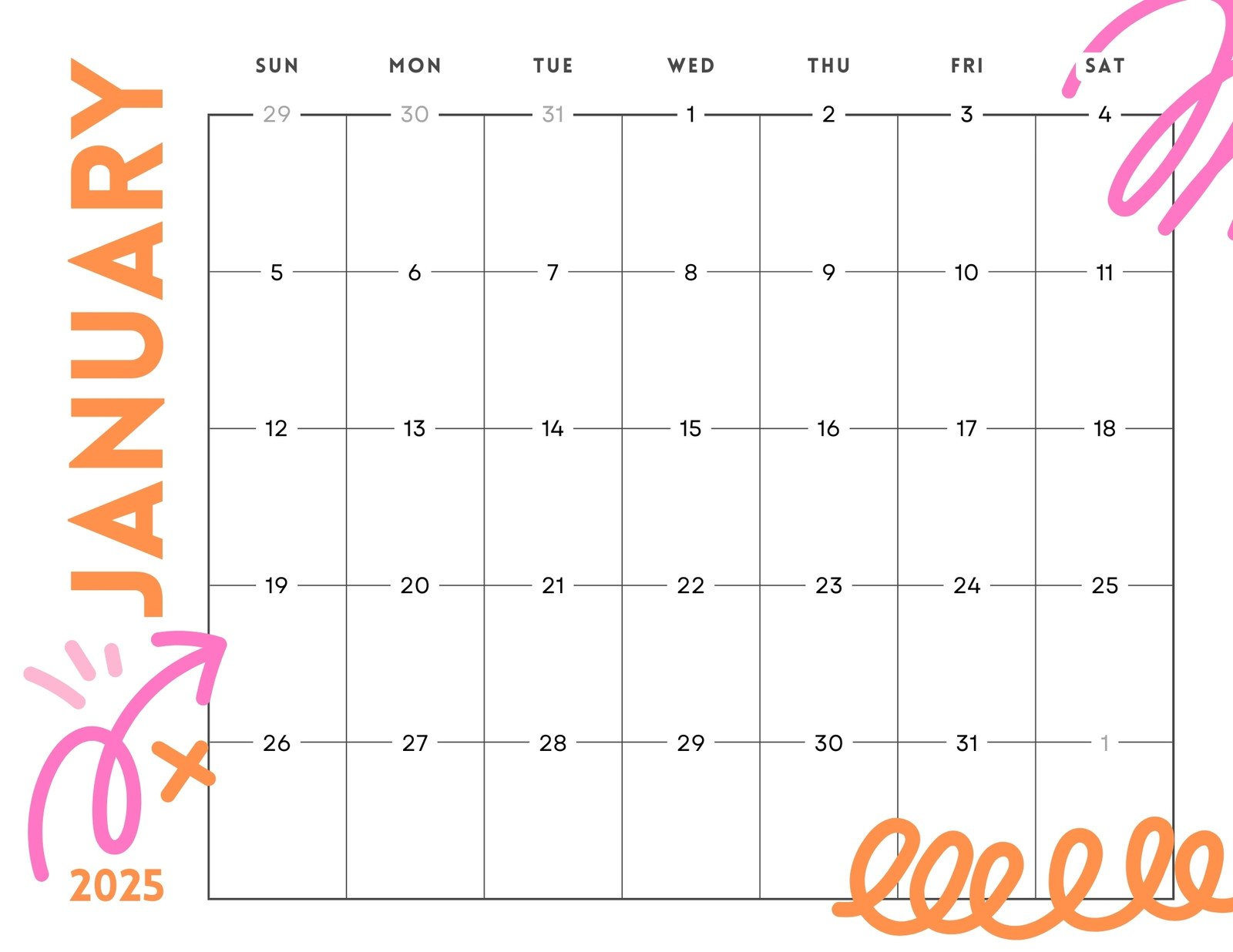 Free And Customizable January Templates | Calendar 2025