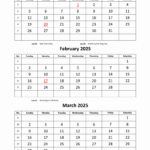 Free Download Printable Calendar 2025, 3 Months Per Page, 4 Pages | 2025 3 Month Calendar Printable