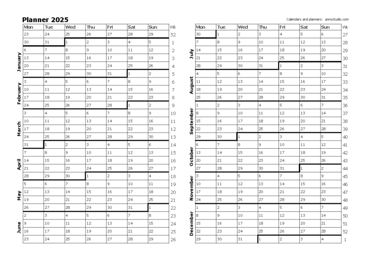 2025 Planner Calendar Printable | Calendar 2025